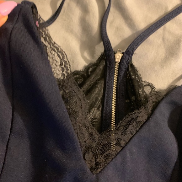 Navy Blue Backless Lace Dress - Picture 5 of 7